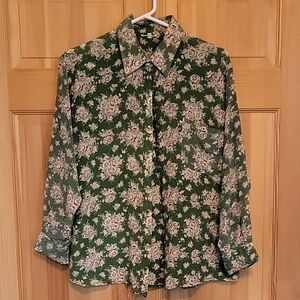 Vintage Floral Silk Blouse